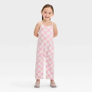 Grayson Mini Girls Pink Checkerboard French Terry Jumpsuit Size‎ 4T